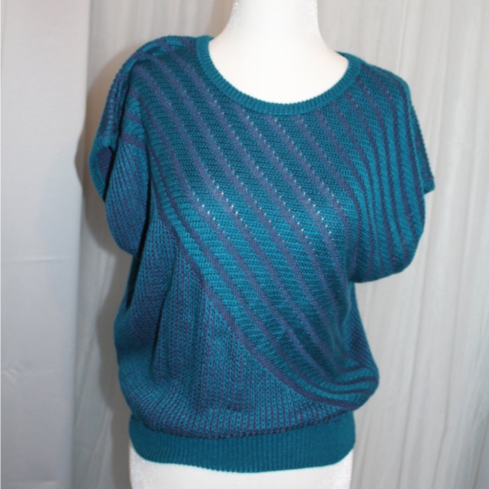 Devon Teal Short Sleeve Vintage Sweater